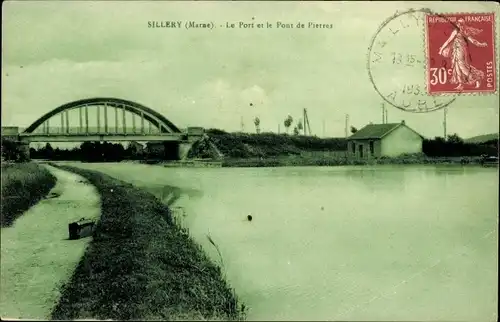 Ak Sillery Marne, Le Port, Le Pont de Pierres