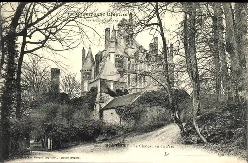 Ak Montmort Marne, Le Chateau vu du Parc