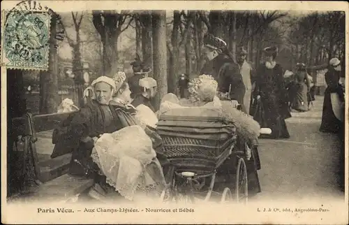 Ak Paris VIII., Paris lebte, Auf den Champs Elysées, Krankenschwestern und Babys
