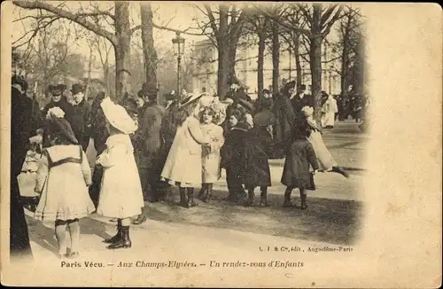 Ak Paris VIIIe Élysée, Paris Vecu, Aux Champs Elysees, ein Kindertreffen