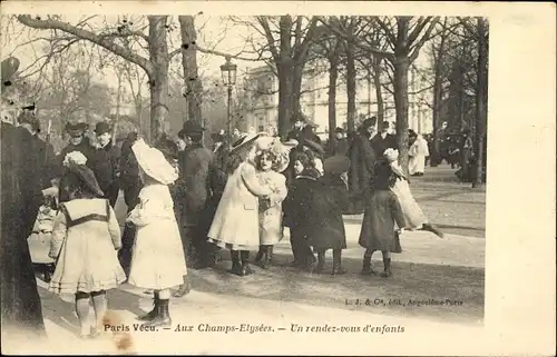 Ak Paris VIIIe Élysée, Paris Vecu, Aux Champs Elysees, ein Kindertreffen