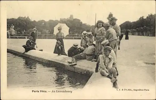 Ak Paris VI., Paris Vecu, Jardin du Luxembourg, Angler