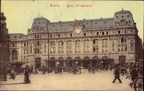Ak Paris VIII, Gare Saint Lazare