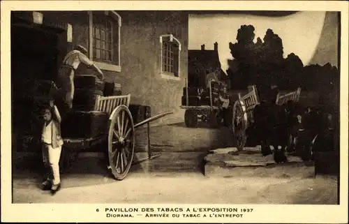 Ak Paris, Internationale Ausstellung 1937, Tabac-Pavillon, Ankunft des Tabaks im Lager