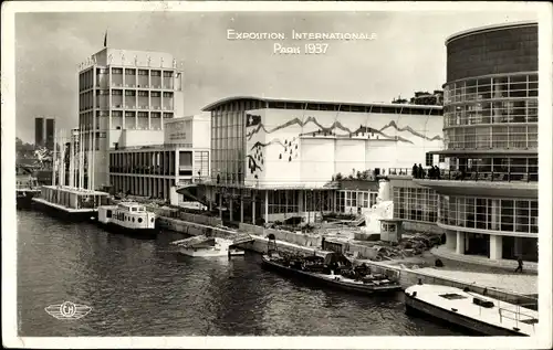 Ak Paris, Internationale Ausstellung 1937, die Pavillons von Belgien, der Schweiz und Italien