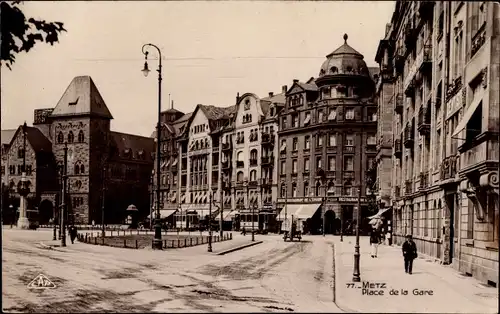 Ak Metz Moselle, Place de la Gare