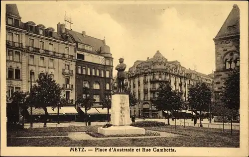 Ak Metz Moselle, Place d’Austrasie, Rue Gambetta