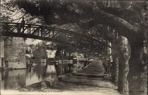 Ak Montargis Loiret, Le Canal, La Passerelle