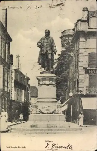 Ak Langres Haute Marne, Denkmal Diderot