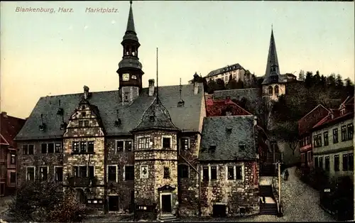 Ak Blankenburg am Harz, Marktplatz, Rathaus