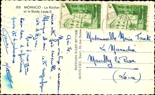 Ak Monaco, Le Rocher und Stade Louis II