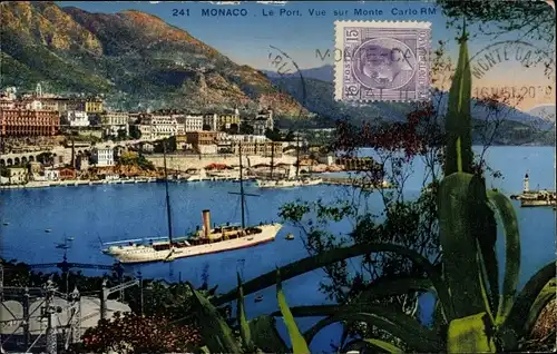 Ak Monte Carlo Monaco, Blick auf die Stadt, den Hafen