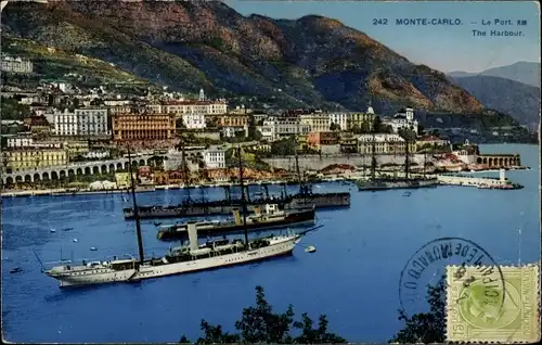 Ak Monte-Carlo Monaco, Der Hafen, Stadt
