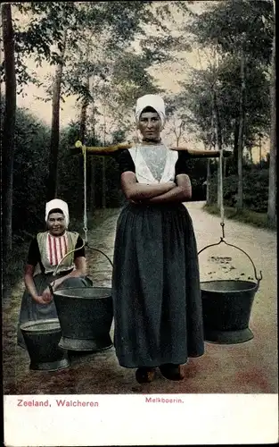 Ak Walcheren Zeeland, Milchfrauen in Trachten