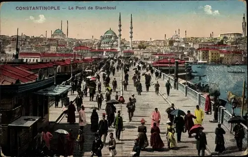 Ak Konstantinopel Istanbul Türkei, Stamboul Brücke, Moschee