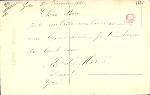 Ak Glückwunsch Neujahr 1912, Frau-Portrait, Vergissmeinnicht