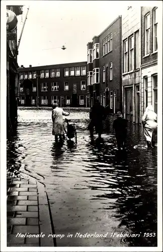 Ak Dordrecht Südholland Niederlande, Nationale Katastrophe in den Niederlanden 1. Februar 1953, Flut