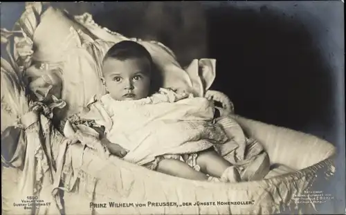 Ak Kronprinz Wilhelm von Preußen als Baby, Der jüngste Hohenzoller, Liersch 1890