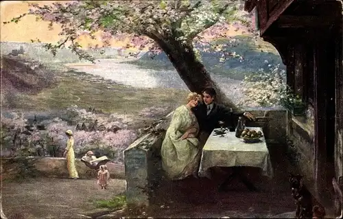 Künstler Ak Barthel P., Ein Frühlingstraum, Pärchen, Landschaft