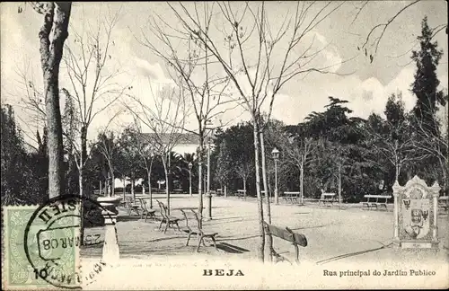 Ak Beja Portugal, Hauptstraße des öffentlichen Gartens