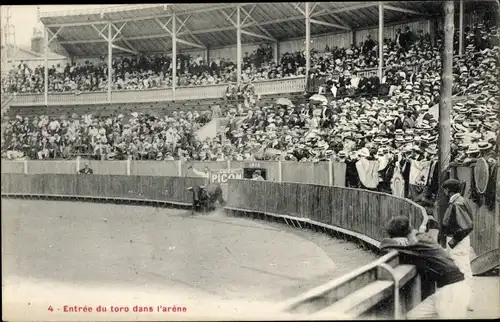 Ak Corrida de Toros, Einzug des Stieres in die Arena