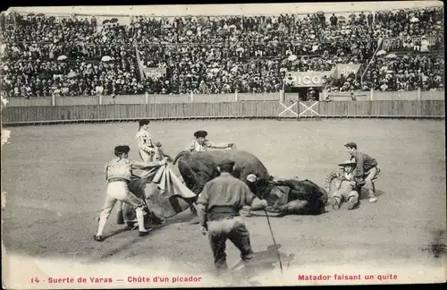 Ak-Stierkampf, Suerte de Varas, Sturz eines Picadors