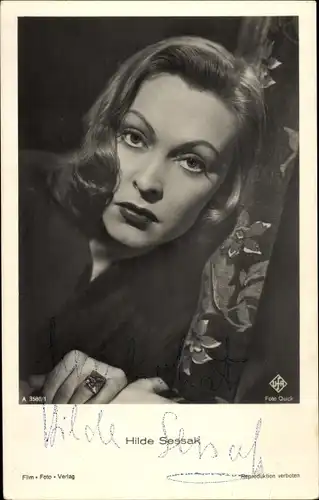 Ak Schauspielerin Hilde Sessak, Portrait, UFA Film, Autogramm