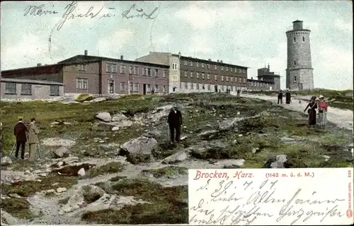 Ak Brocken Nationalpark Harz, Brockenhotel und Brockenturm