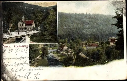 Ak Treseburg Thale im Harz, Teilansicht, Bodetal