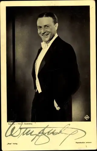 Ak Schauspieler Willy Fritsch, Standportrait, Ross Verlag, Autogramm