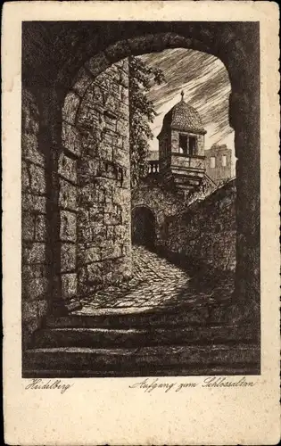 Ak Heidelberg am Neckar, Aufgang zum Schlossturm
