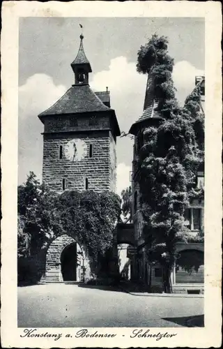 Ak Konstanz am Bodensee, Schnetztor, Uhr