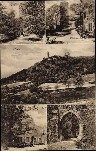 Ak Eddigehausen Bovenden in Niedersachsen, Burg Plesse, Großer Turm, kleiner Turm, Burgwirtschaft