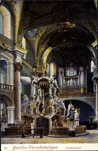 Ak Bad Staffelstein am Main Oberfranken, Basilika Vierzehnheiligen, Gnadenaltar, Orgel