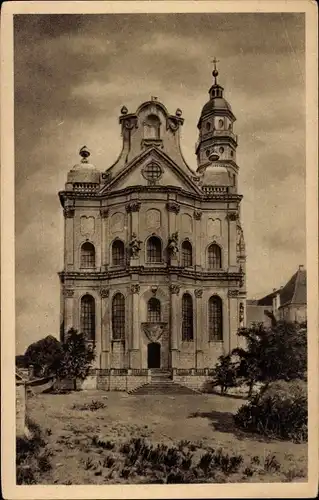 Ak Neresheim in Württemberg, Westfassade der Abteikirche