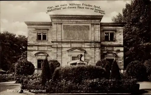 Ak Bayreuth in Oberfranken, Villa Wahnfried, Wagner Zitat