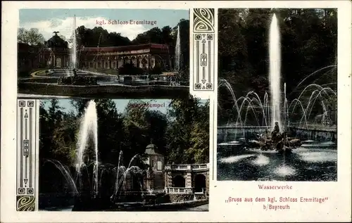 Ak Bayreuth in Oberfranken, kgl. Schloss Eremitage, Wasserwerke