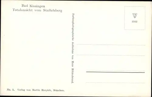 Ak Bad Kissingen Unterfranken Bayern, Totalansicht vom Staffelsberg