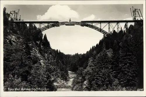 Ak Echelsbach Bad Bayersoien in Oberbayern, Bau der Ammerhochbrücke, Echelsbacher Brücke