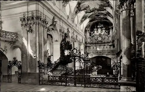 Ak Amorbach im Odenwald Unterfranken, Abteikirche, Orgel, Chorgitter