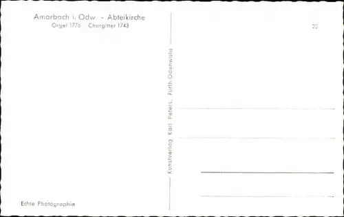 Ak Amorbach im Odenwald Unterfranken, Abteikirche, Orgel, Chorgitter