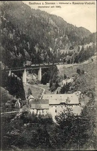 Ak Breitnau im Schwarzwald, Höllental, Hofgut Sternen, Ravenna Viadukt, Brücke, Eisenbahn