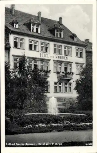 Ak Bad Frankenhausen am Kyffhäuser Thüringen, Hotel zum Mohren, Springbrunnen