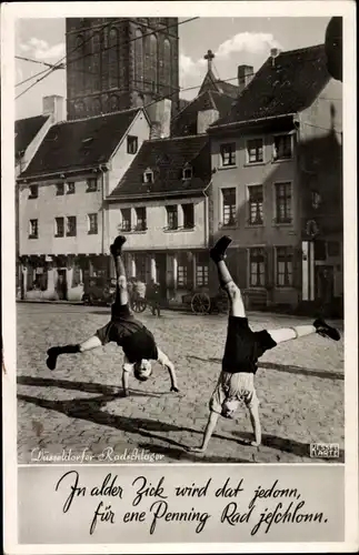 Ak Düsseldorf am Rhein, Radschläger, Gedicht