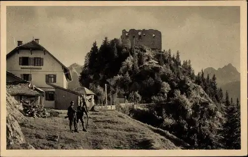 Ak Thiergarten Beuron in Württemberg, Ruine Falkenstein, Aggenstein