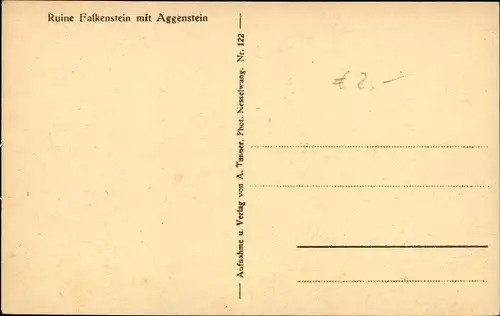 Ak Thiergarten Beuron in Württemberg, Ruine Falkenstein, Aggenstein