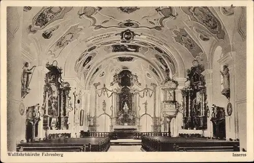 Ak Fahrenberg Waldthurn in der Oberpfalz, Wallfahrtskirche, Innenraum