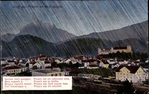 Ak Füssen im Allgäu, Ortsansicht, Gedicht