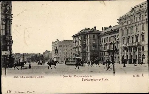 Ak Wien 1 Innere Stadt, Fürst Schwarzenberg Palais, Haus der Kaufmannschaft, Schwarzenberg Platz