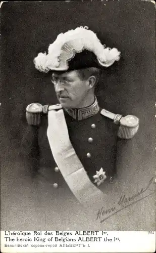 Ak König Albert I. von Belgien, Portrait